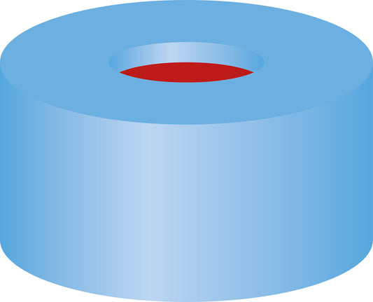 Snap ring closure, N 11, PE(soft), l. blue c.hole,PTFE red/Sil.w./PTFE red,1.0mm
