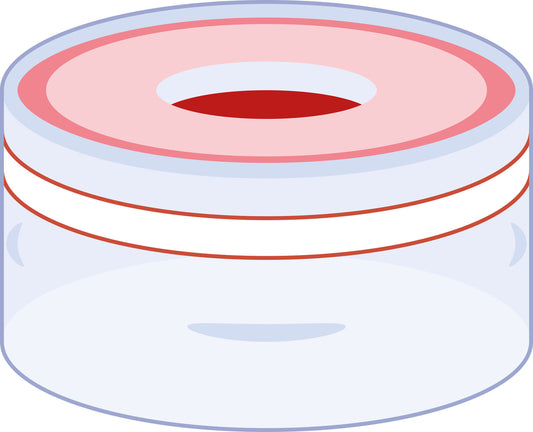 Snap ring closure, N 11, PE(hard), tr., c.hole,PTFE red/Silic. w./PTFE red,1.0mm