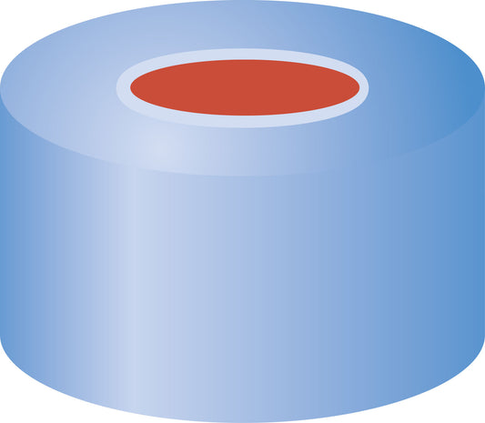 Crimp closure, N 11, alu., blue, center hole, Red Rubber/FEP colorless, 1.0 mm
