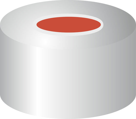Crimp closure, N 11, alu., center hole, Red Rubber/FEP colorless, 1.0 mm