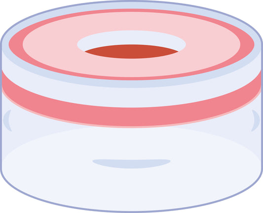 Snap ring closure, N 11, PE(hard), transp., c.hole, Red Rubber/FEP colorl.,1.0mm