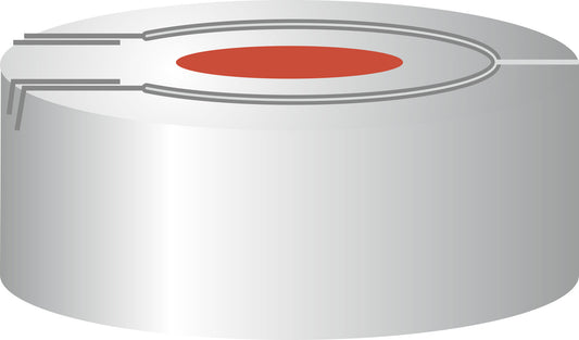 Crimp closure, N 20, alu.,pressure rel., center hole, Butyl red/PTFE gray, 3.0mm
