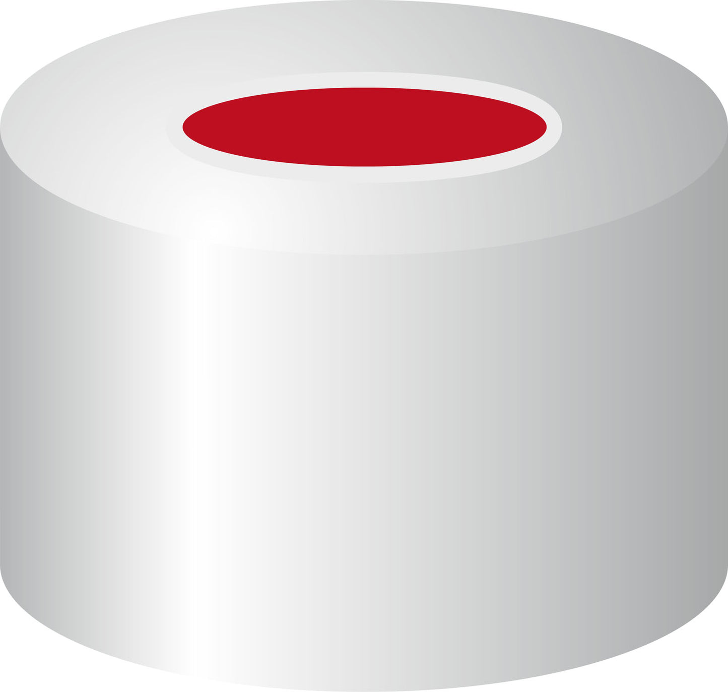 Crimp closure, N 8, alu., center hole, PTFE red/Silicone white/PTFE red, 1.0 mm