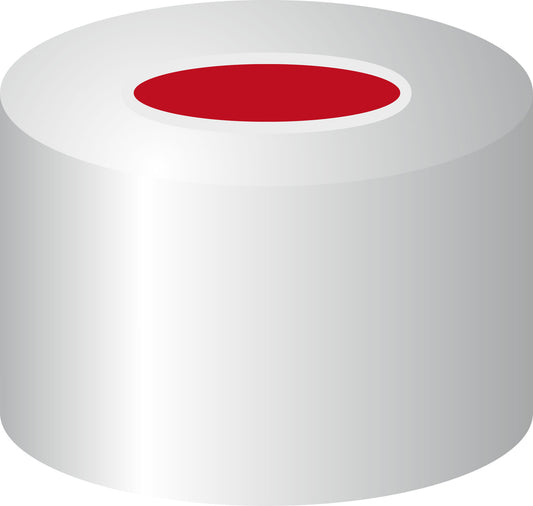 Crimp closure, N 8, alu., center hole, PTFE red/Silicone white/PTFE red, 1.0 mm
