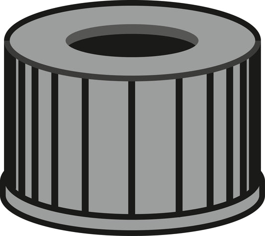 Screw closure, N 13, PP, black, center hole, no liner