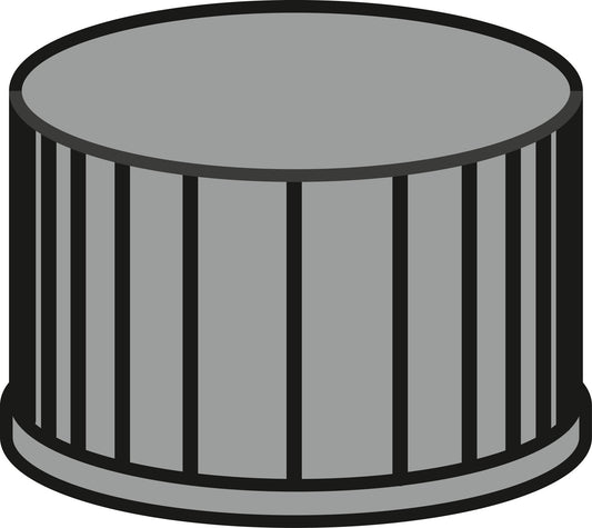 Screw closure, N 13, PP, black, closed top, no liner