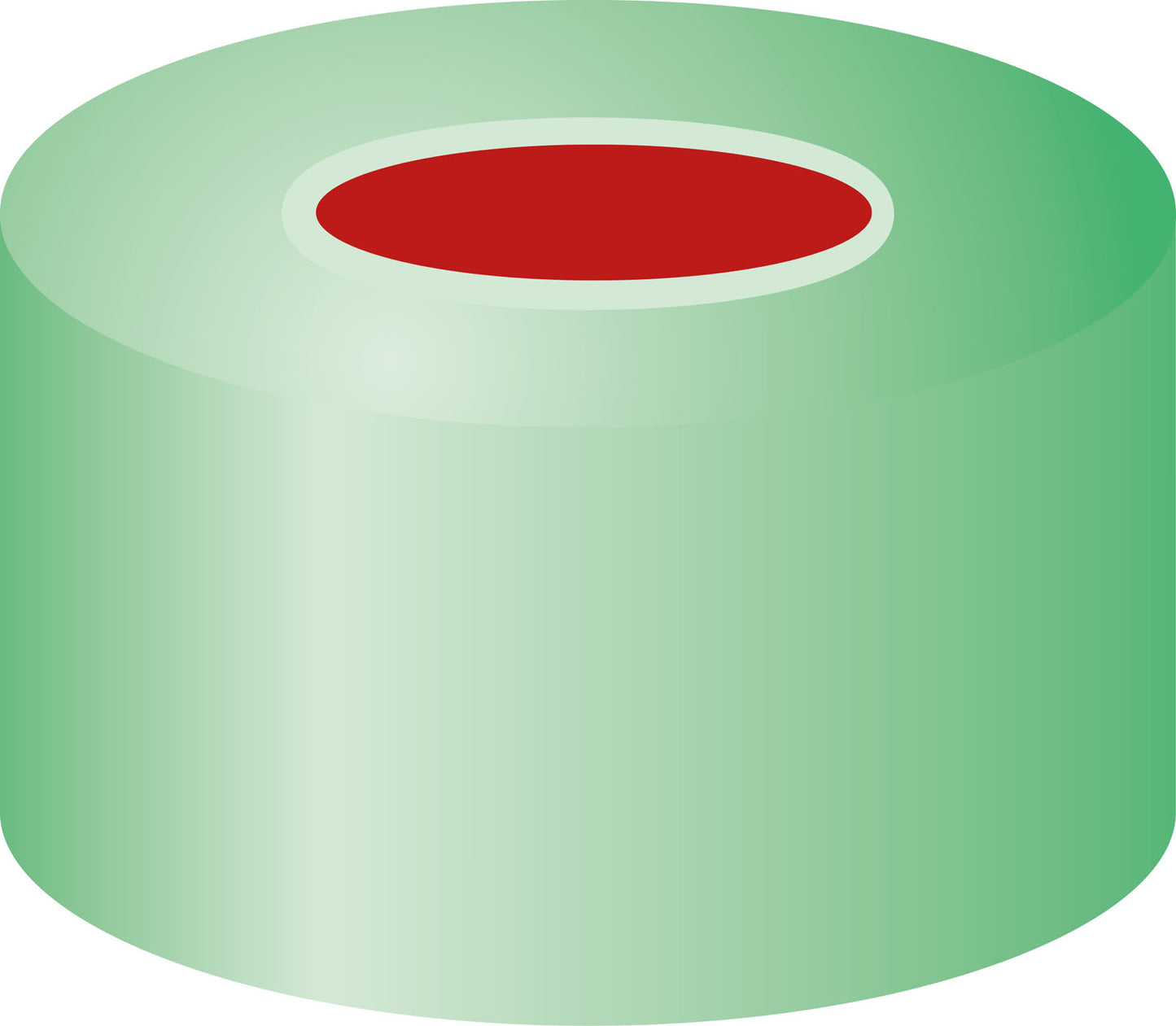Crimp closure, N 11, alu., green,center hole,PTFE red/Silicone w./PTFE red,1.0mm