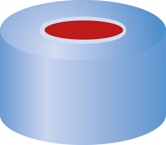Crimp closure, N 11, alu., blue, center hole,PTFE red/Silicone w./PTFE red,1.0mm