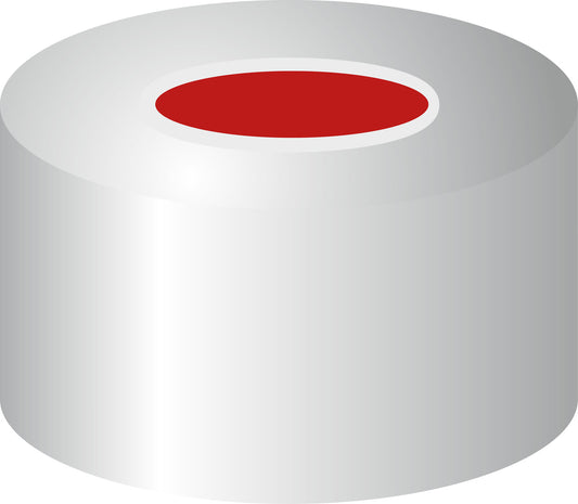Crimp closure, N 11, alu., center hole, PTFE red/Silicone white/PTFE red, 1.0 mm