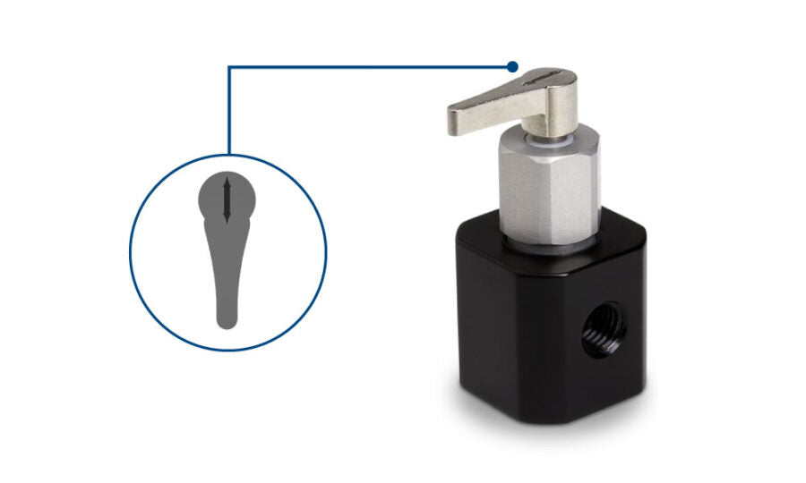 Manual Valve, PTFE/CTFE 180° Flow Path, 2-ports, HV (1-1)