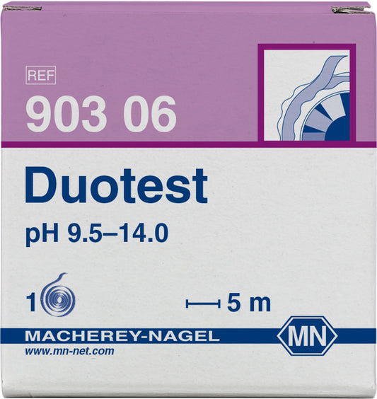 pH test paper Duotest pH 9.5–14.0, with two indicator zones