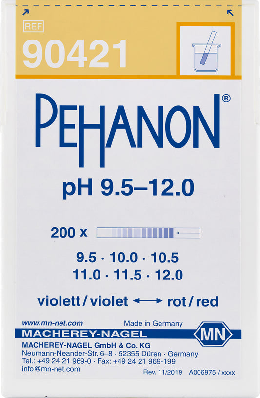 pH test strips, PEHANON 9.5–12.0, for colored samples