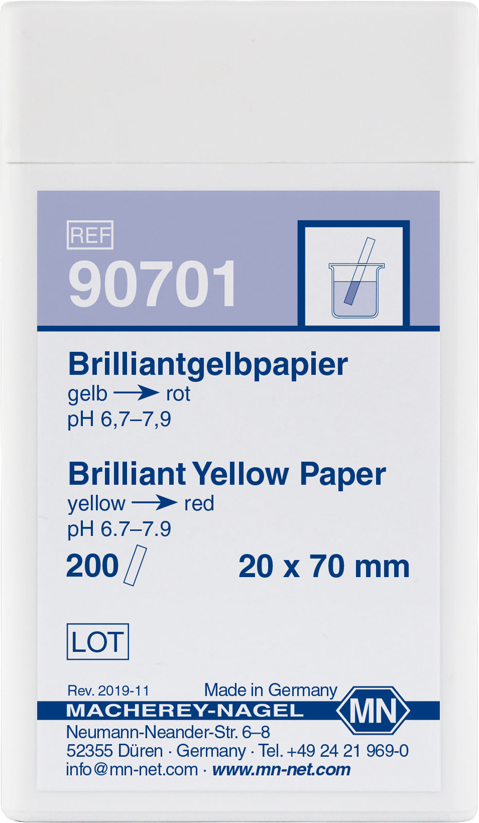 Qualitative pH test paper Brilliant yellow paper, pH: 6.7–7.9