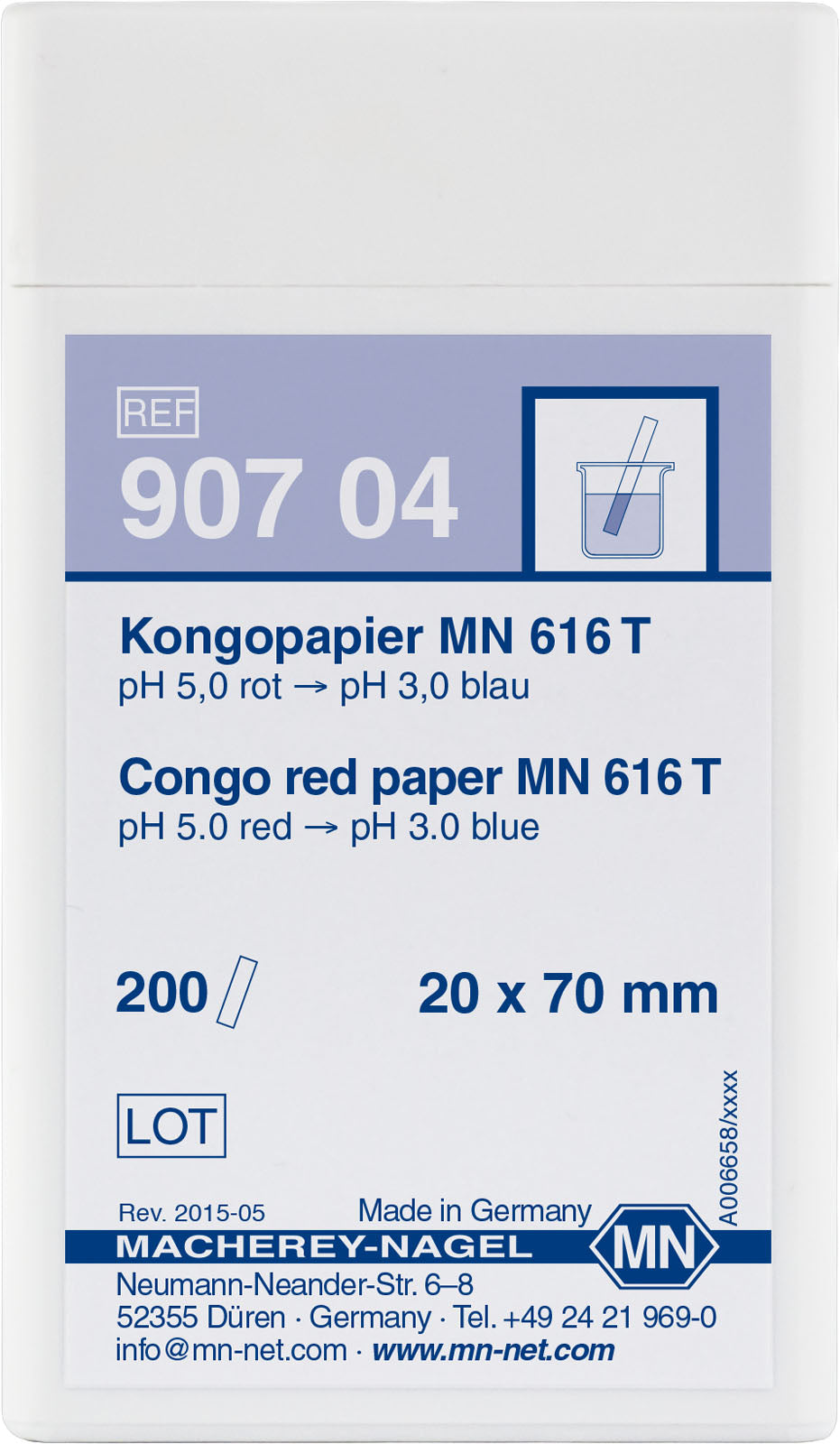 Qualitative pH test paper Congo paper MN 616 T, pH: 5.0–3.0