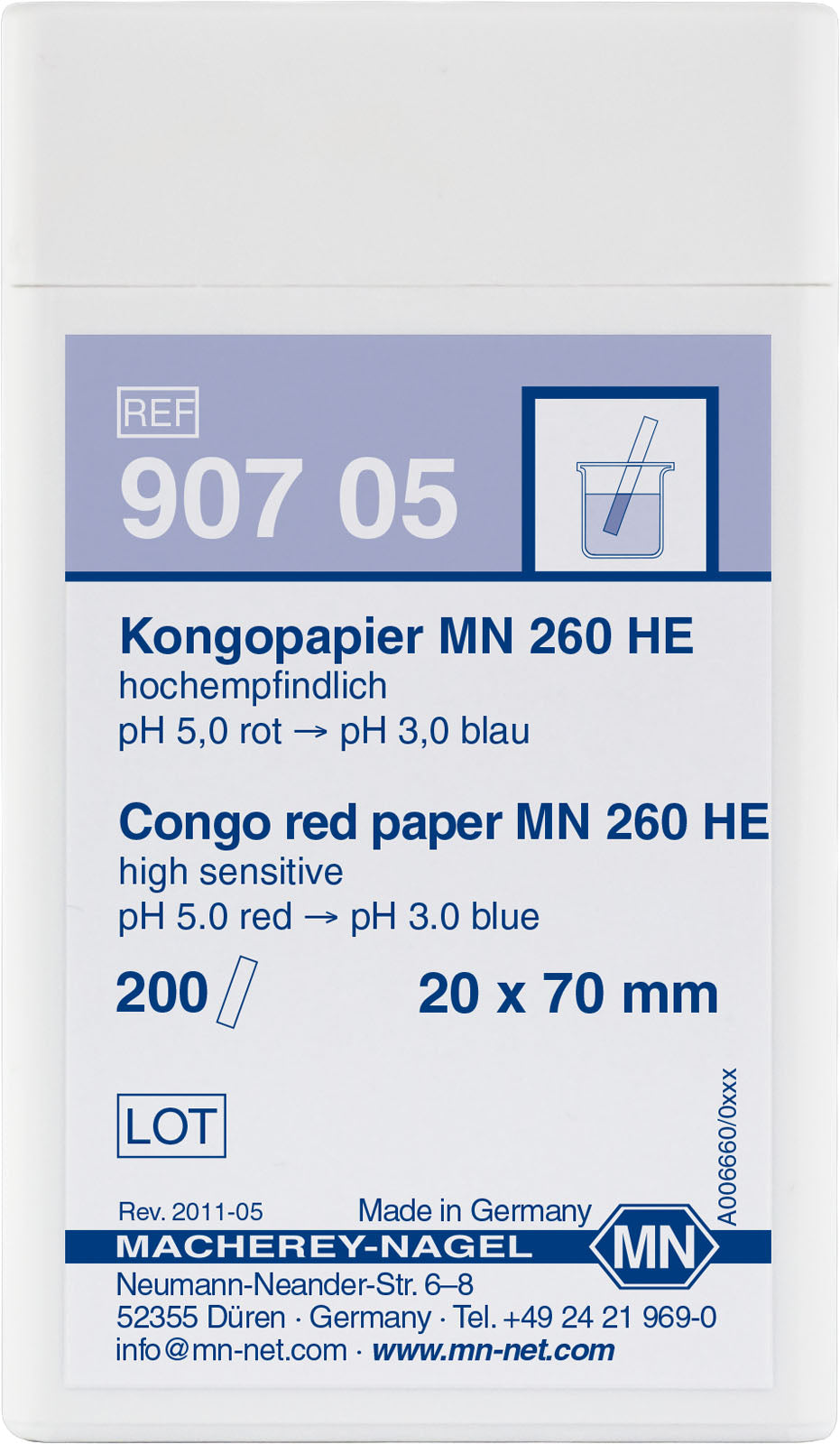 Qualitative pH test paper Congo paper MN 260 HE, pH: 5.0–3.0