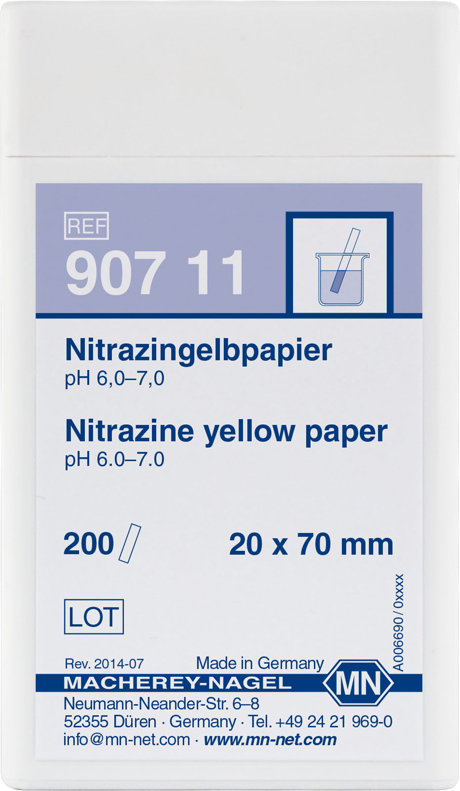 Qualitative pH test paper Nitrazine yellow paper, pH: 6.0–7.0