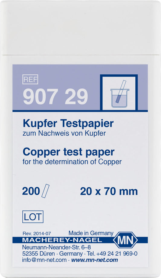 Qualitative Copper test paper for Copper: 20 mg/L Cu&sup2;⁺