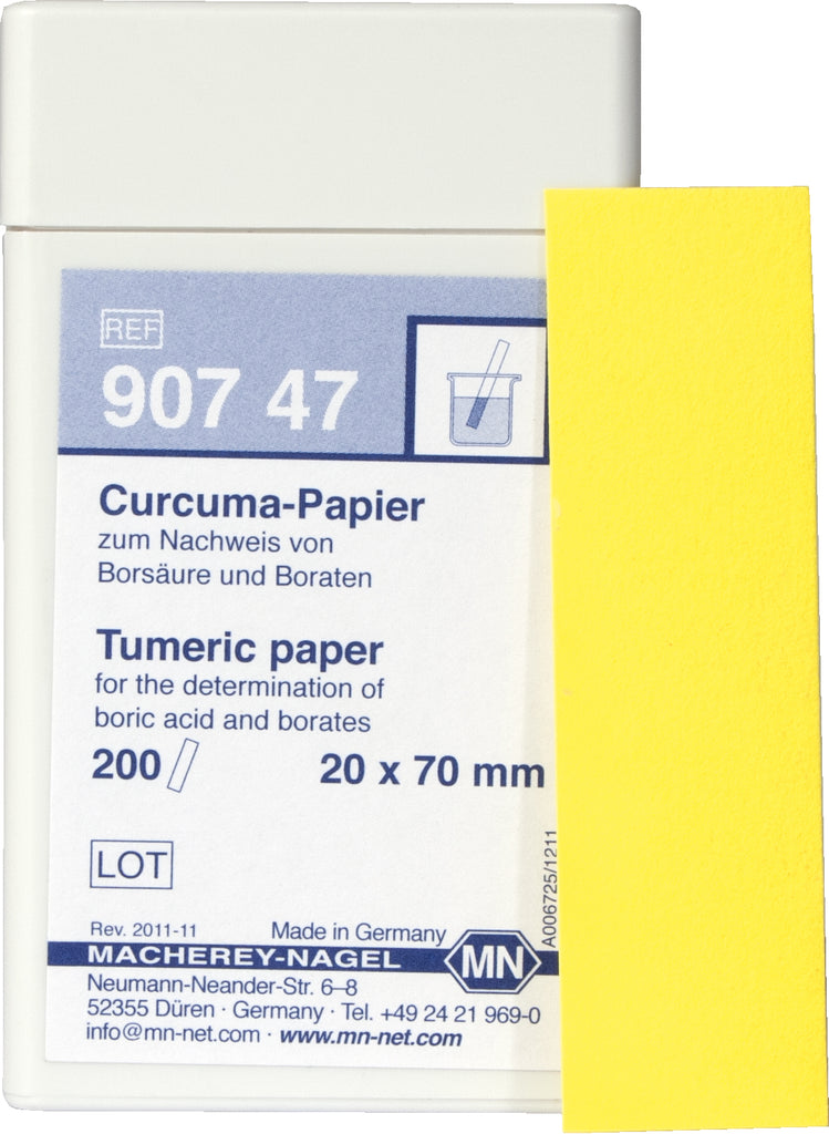 Qualitative Turmeric paper for Boric acid: 100 mg/L H₃BO₃