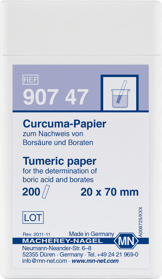 Qualitative Turmeric paper for Boric acid: 100 mg/L H₃BO₃