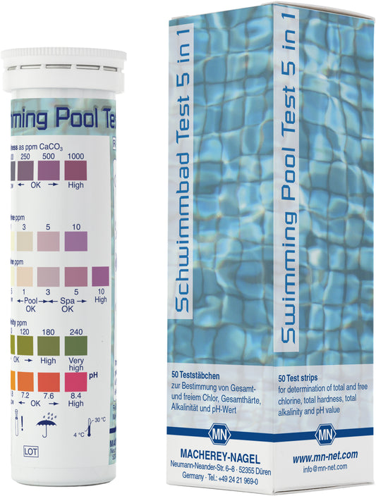 Semi-quantitative test strips Swimming pool test 5 in 1