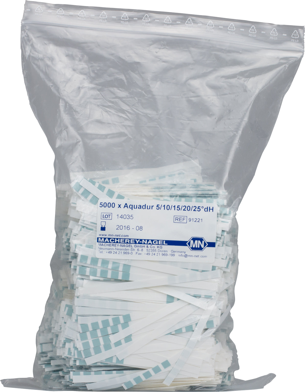 AQUADUR 5–25, for water hardness, 5000 strips