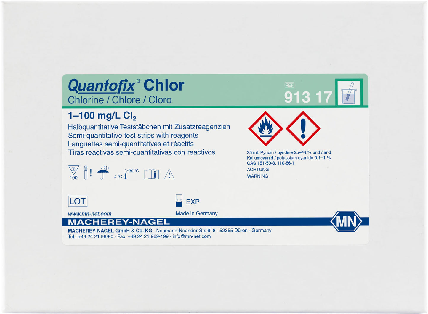 Semi-quantitative test strips QUANTOFIX Chlorine
