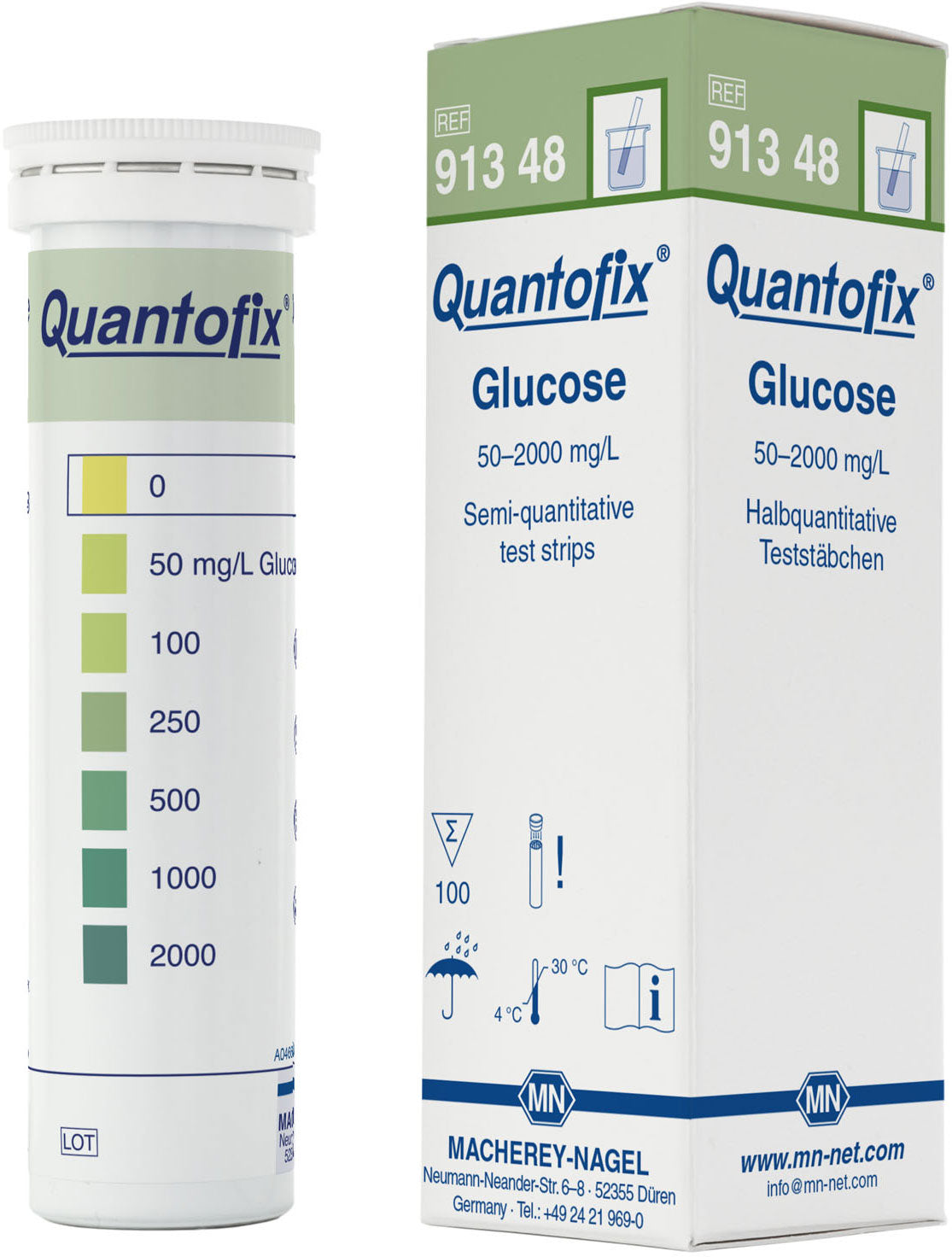 Semi-quantitative test strips QUANTOFIX Glucose