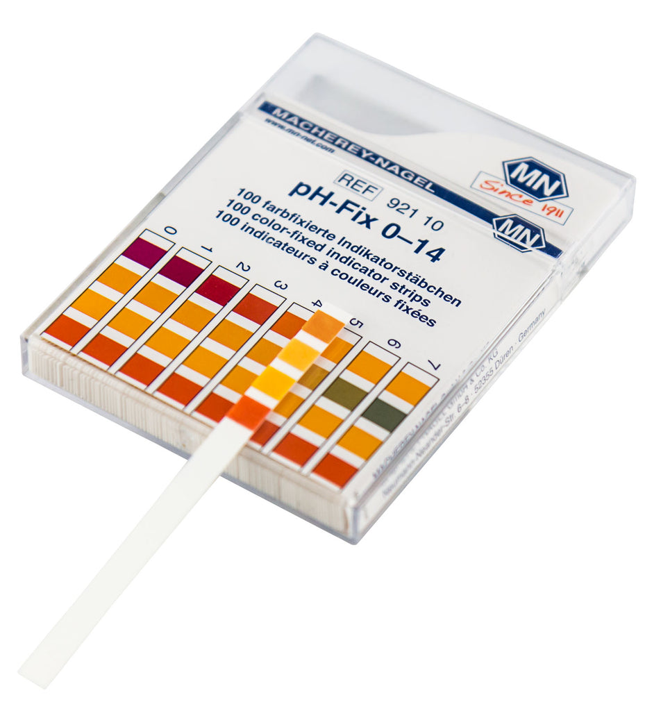 pH test strips, pH‑Fix 0–14, fixed indicator