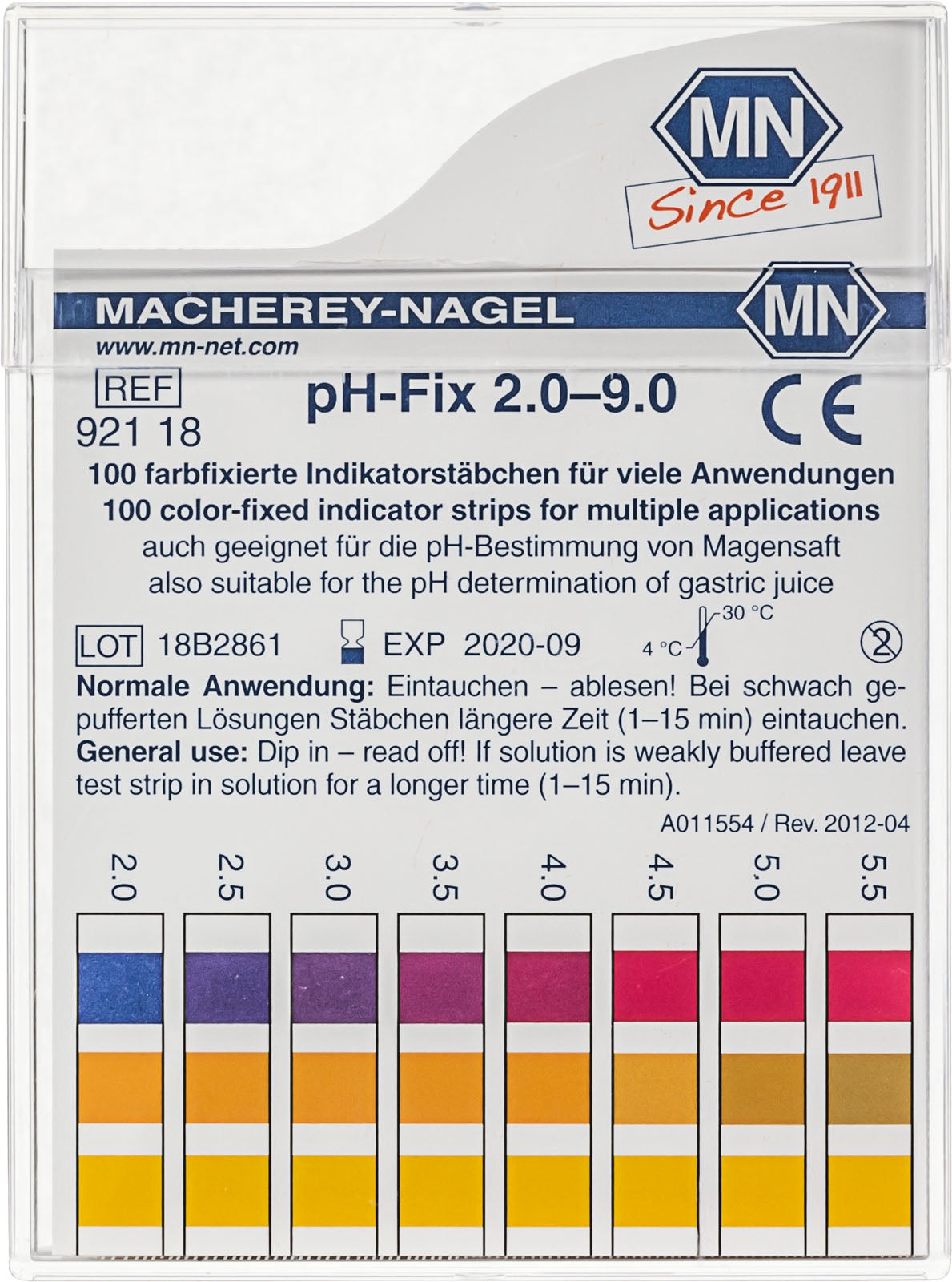 pH test strips, pH-Fix 7.0-14.0, fixed indicator, MN