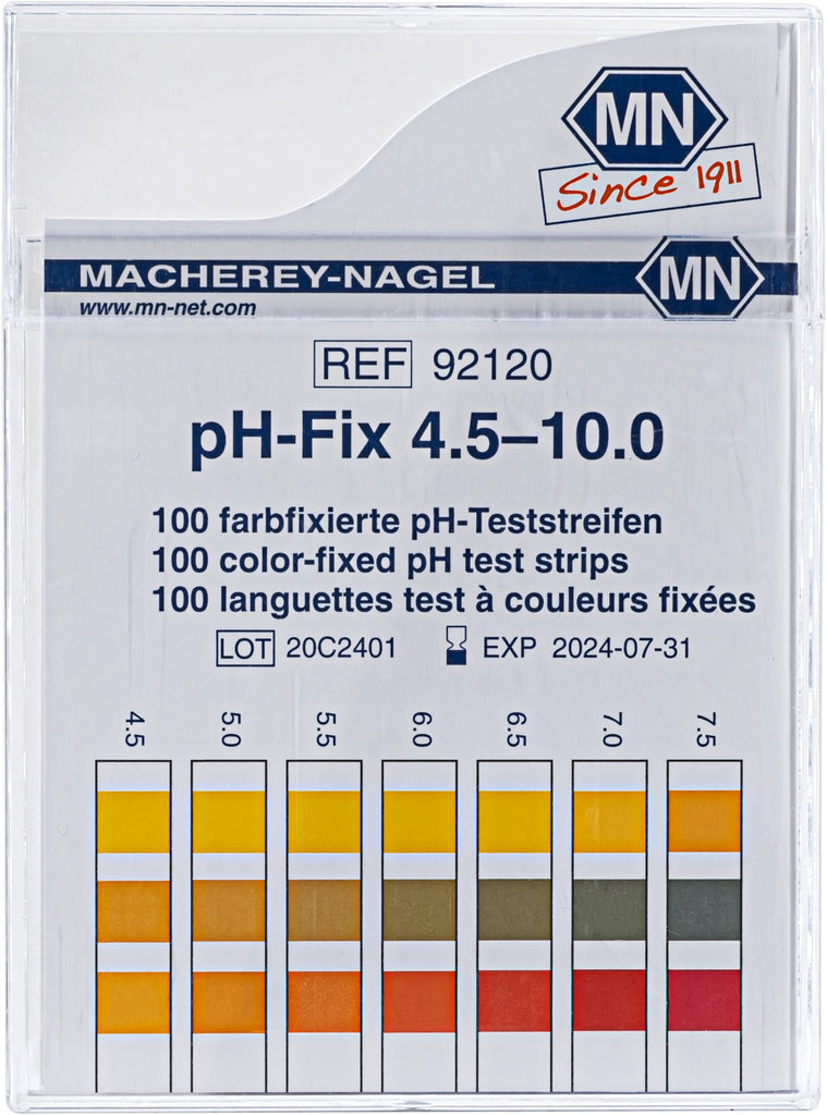 pH test strips, pH‑Fix 4.5–10.0, fixed indicator