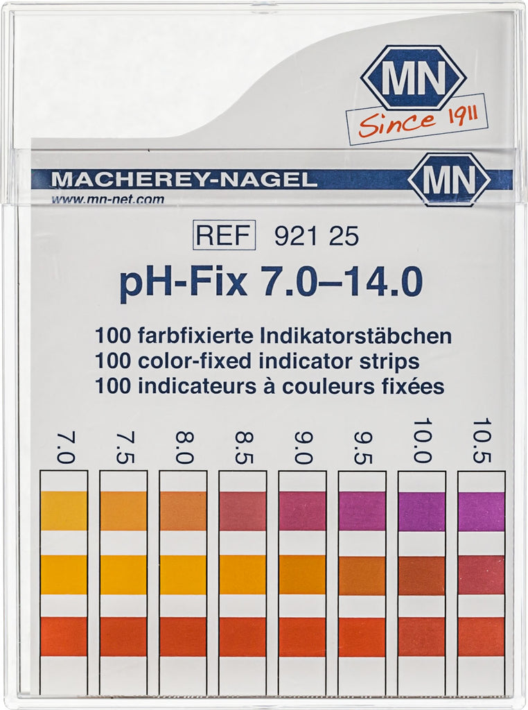 pH test strips, pH‑Fix 7.0–14.0, fixed indicator