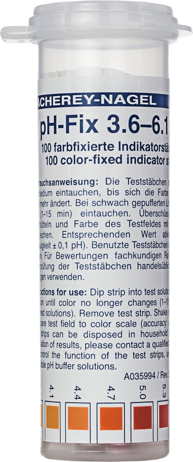 pH test strips, pH‑Fix 3.6–6.1 PT, fixed indicator