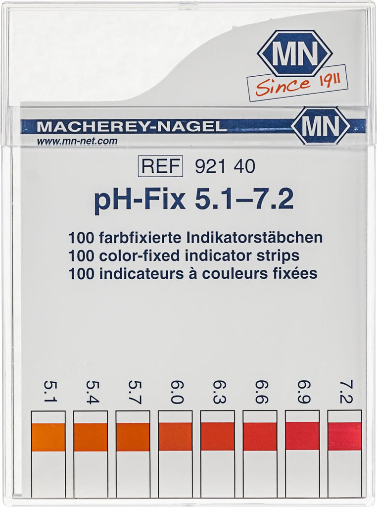 pH test strips, pH‑Fix 5.1–7.2, fixed indicator