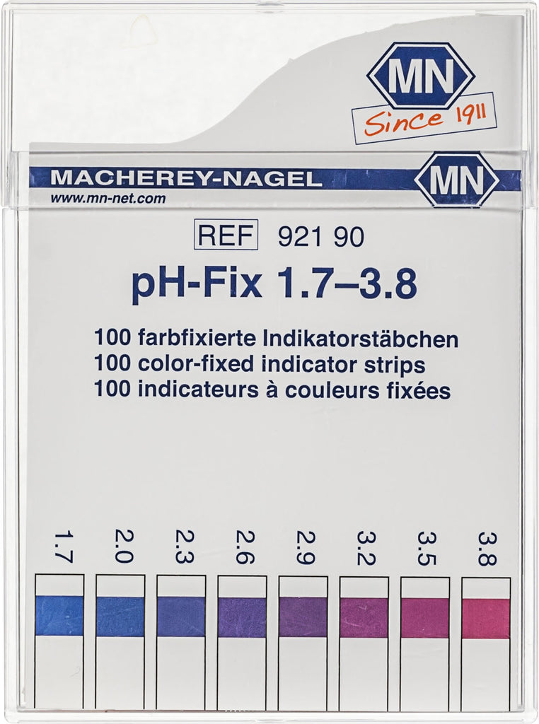 pH test strips, pH‑Fix 1.7–3.8, fixed indicator