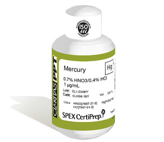 Mercury, 1 µg/mL (1 ppm) for ICP-MS, 125 mL