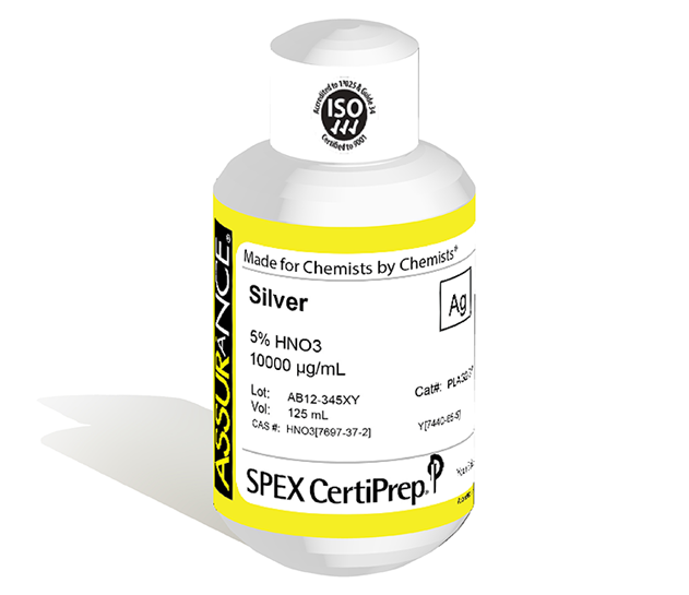 Silver, 10,000 µg/mL, for AA and ICP, 125 mL