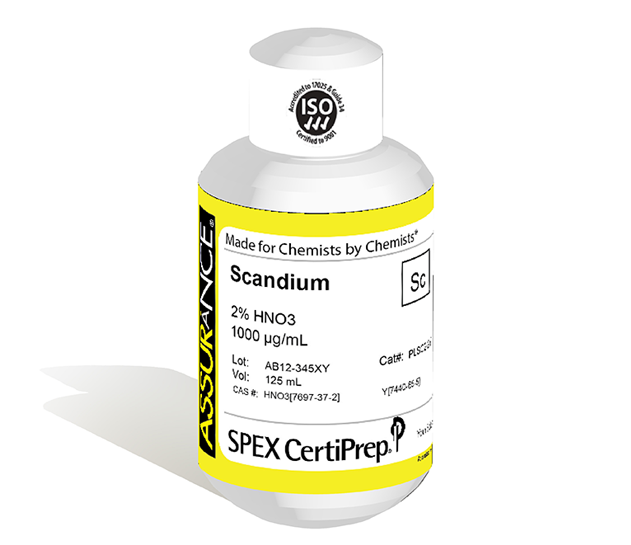 Scandium, 1,000 µg/mL, for AA and ICP, 125 mL