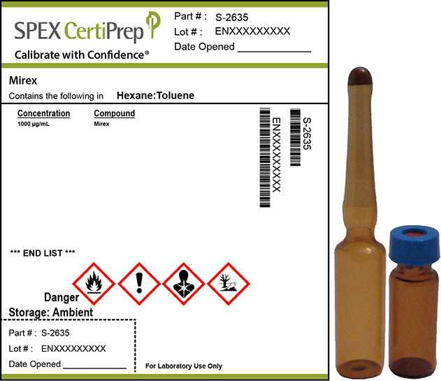 Mirex, 1,000 &micro;g/mL Organic Standard, 1 mL