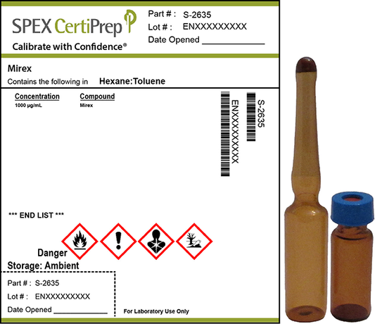 Mirex, 1,000 &micro;g/mL Organic Standard, 1 mL