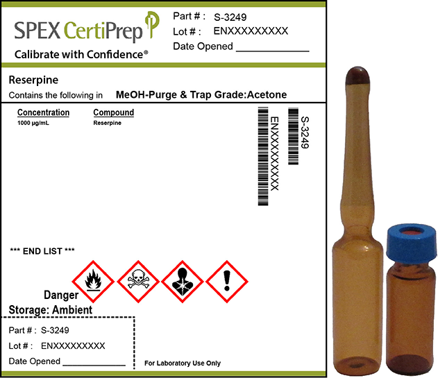 Reserpine, 1,000 &micro;g/mL Organic Standard, 1 mL