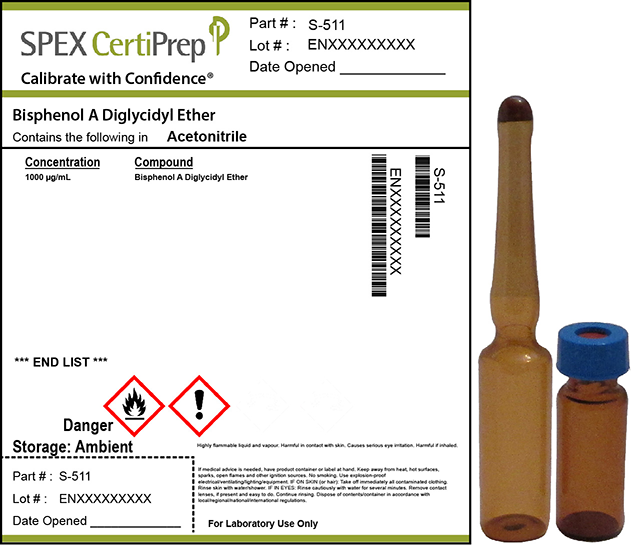 Bisphenol A diglycidyl ether, 1,000 &micro;g/mL Organic Standard, 1 mL