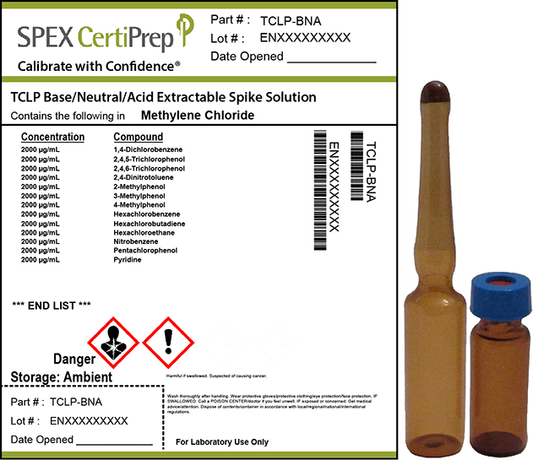 TCLP Base/Neutral/Acid Extractable Spike Solution, 2,000 &micro;g/mL