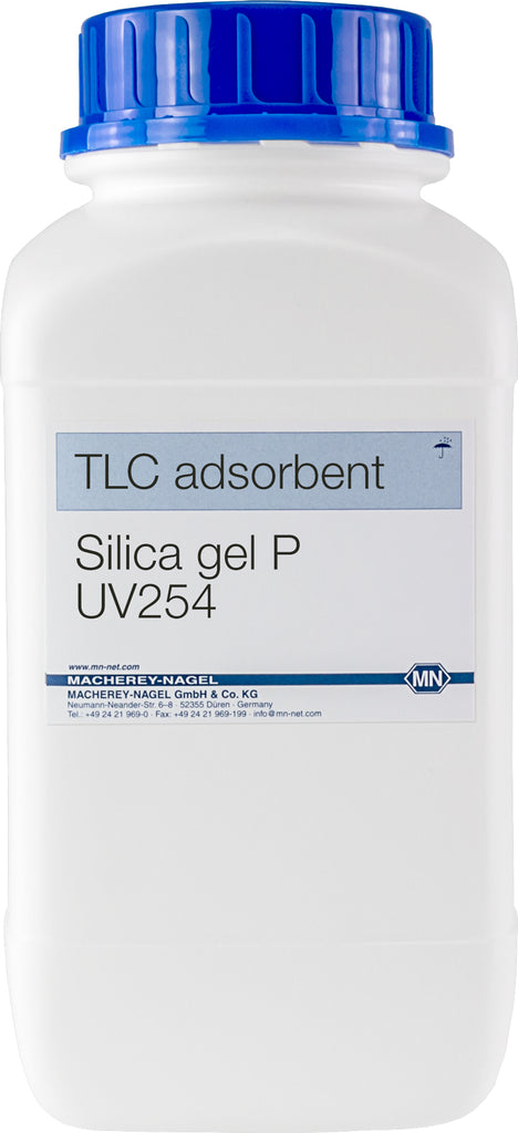 TLC adsorbent (bulk), Silica gel P, contains gypsum + UV indicator F254, 5–50 μm