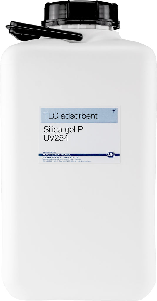 TLC adsorbent (bulk), Silica gel P, contains gypsum + UV indicator F254, 5–50 μm