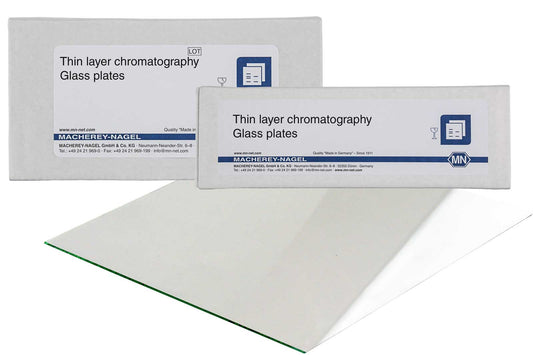 HPTLC glass plates RP-18 W UV254, C18-modified silica layer, 20x20 cm