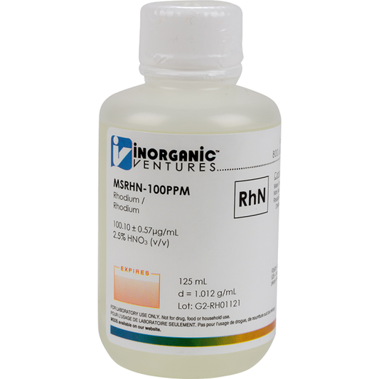 100ug/mL RHODIUM HNO3 125mL