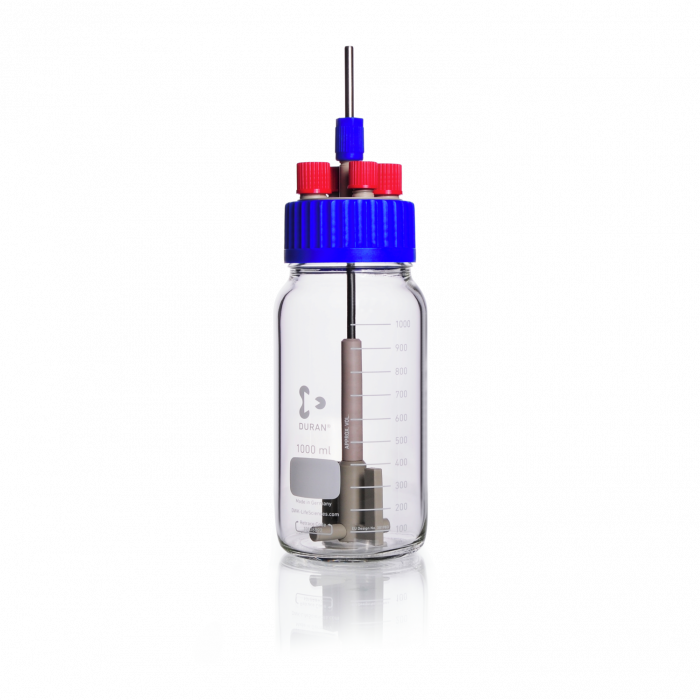 DURAN® Reagent Bottle, narrow neck amber, ST 19/26 ground joint, with glass stopper, 250 mL