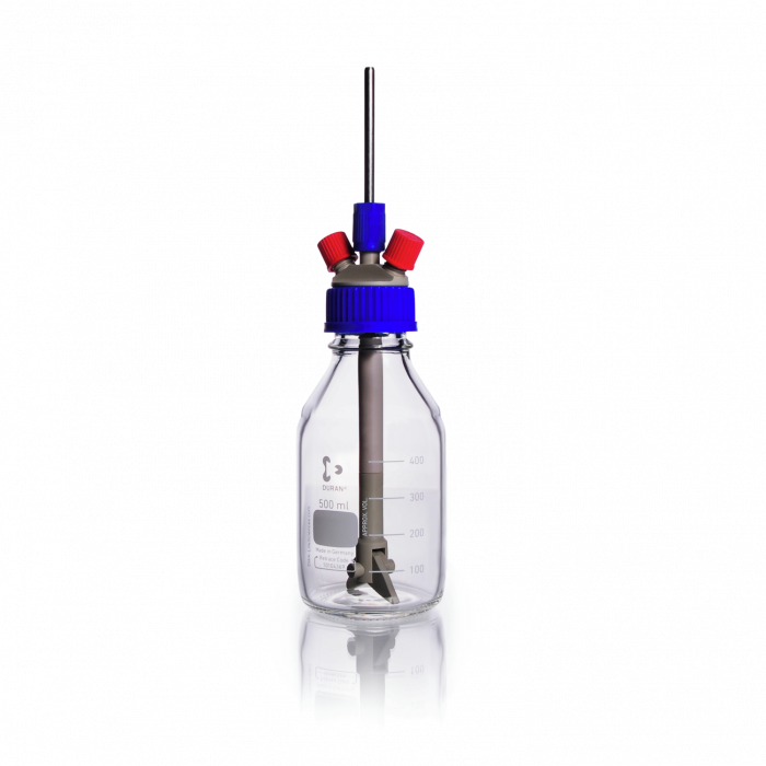 DURAN® protect GL 45 Laboratory Bottle, amber, plastic safety coated, without screw cap and pouring ring,250 mL