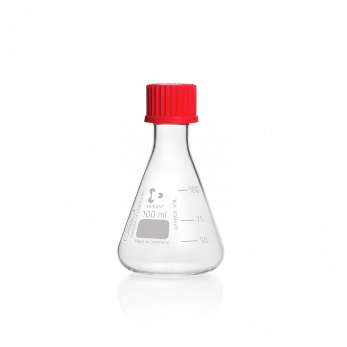 DURAN® Erlenmeyer Flask, with DIN thread, with PBT cap, 250 mL