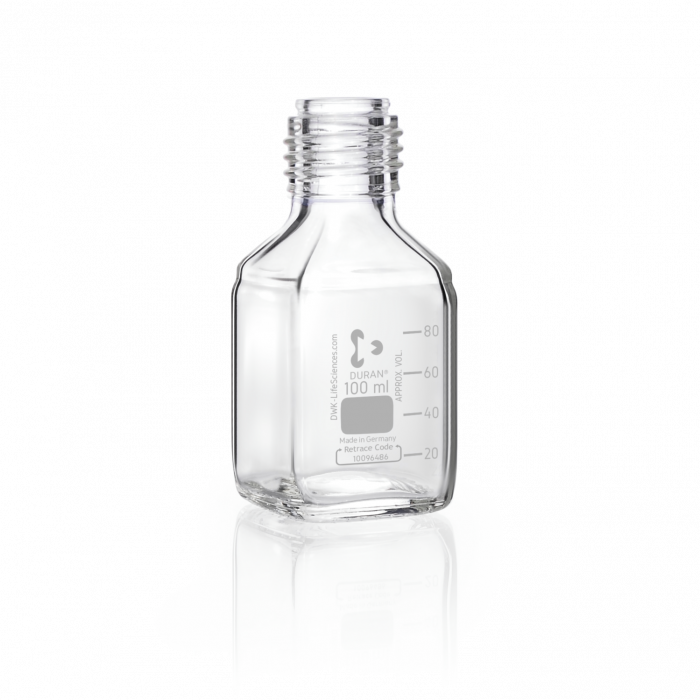 DURAN® GL 45 Laboratory Bottle Square, clear, without screw cap and pouring ring, 250 mL